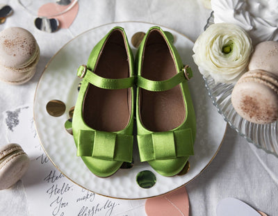 4 cool looks with our Ellen Satin green shoes