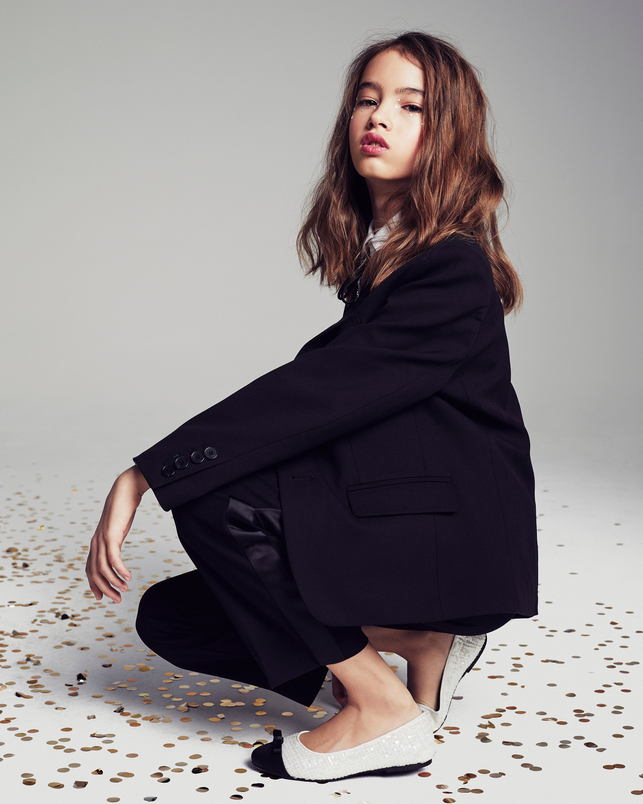 Angelina White/Black Flats