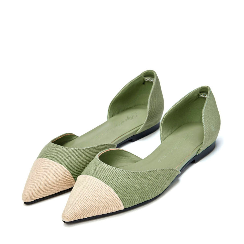 Sandra Canvas Khaki/beige Flats