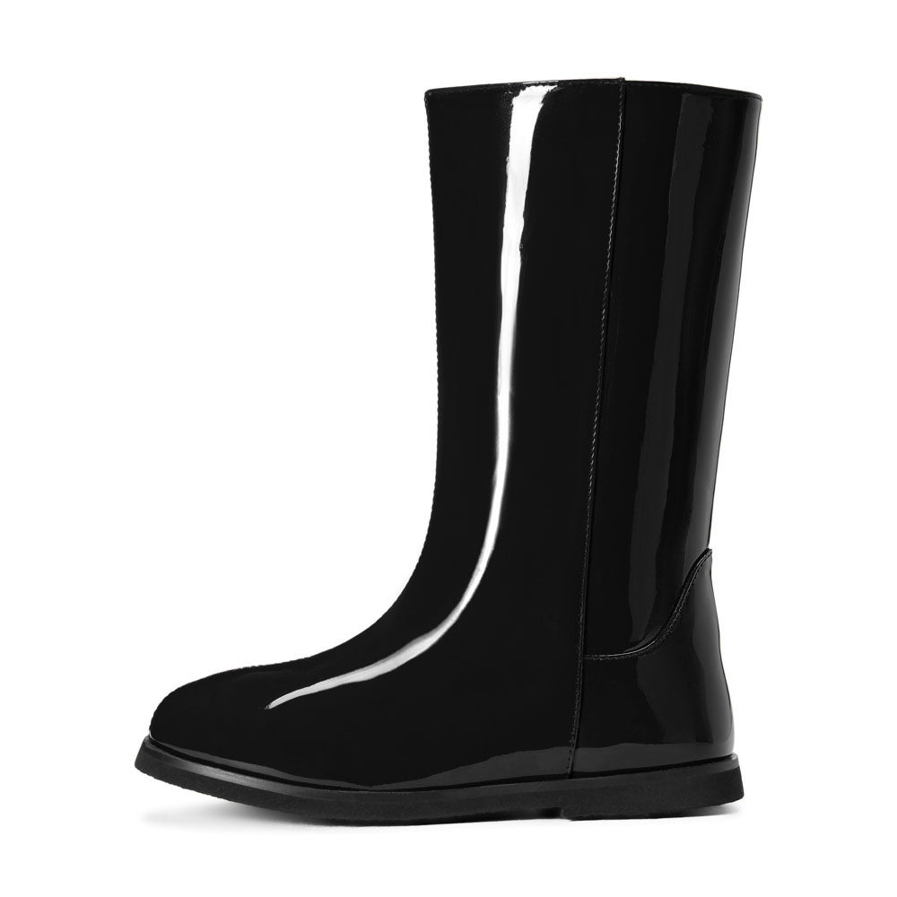 Ann PU Black Boots