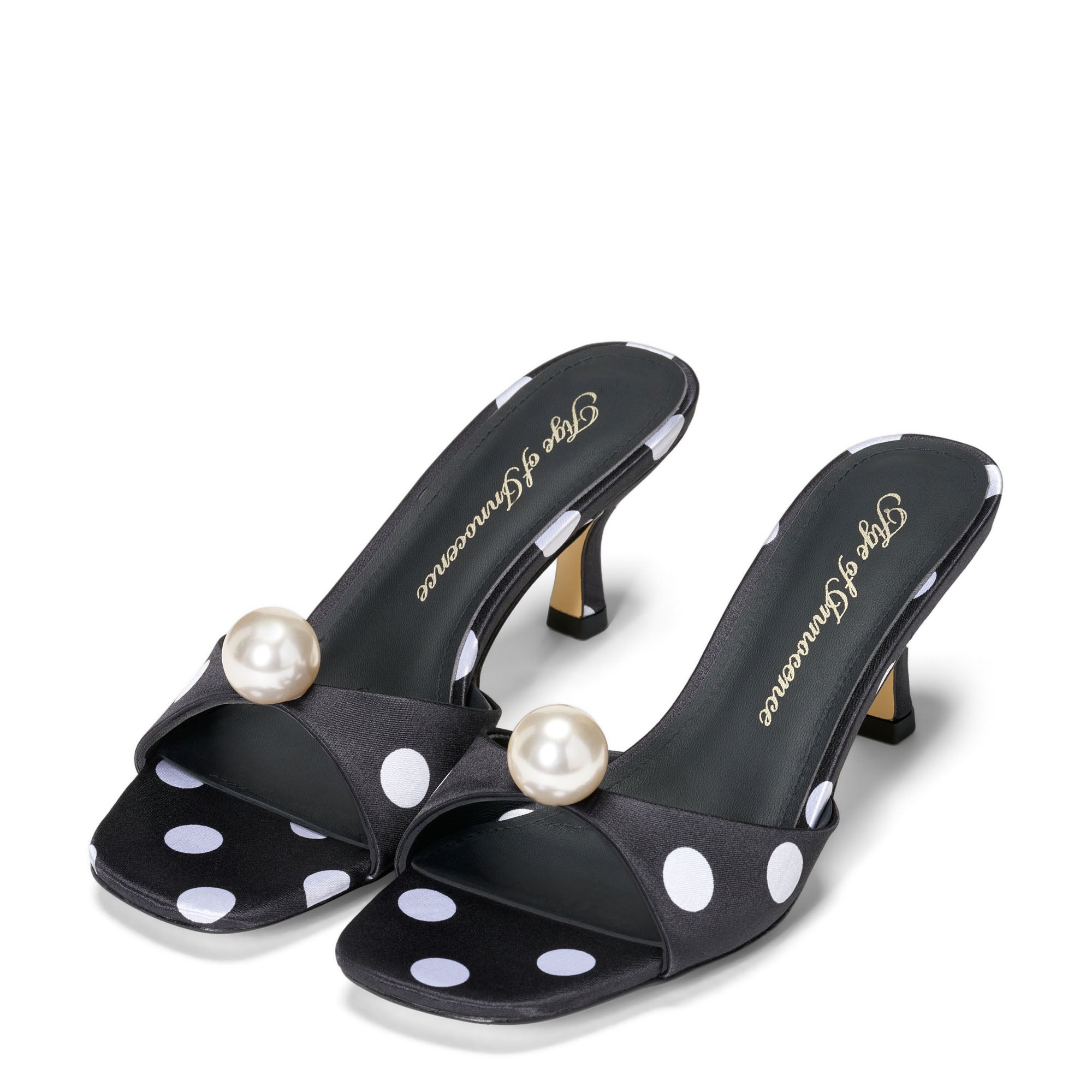 Sybil Satin Black/White Mules