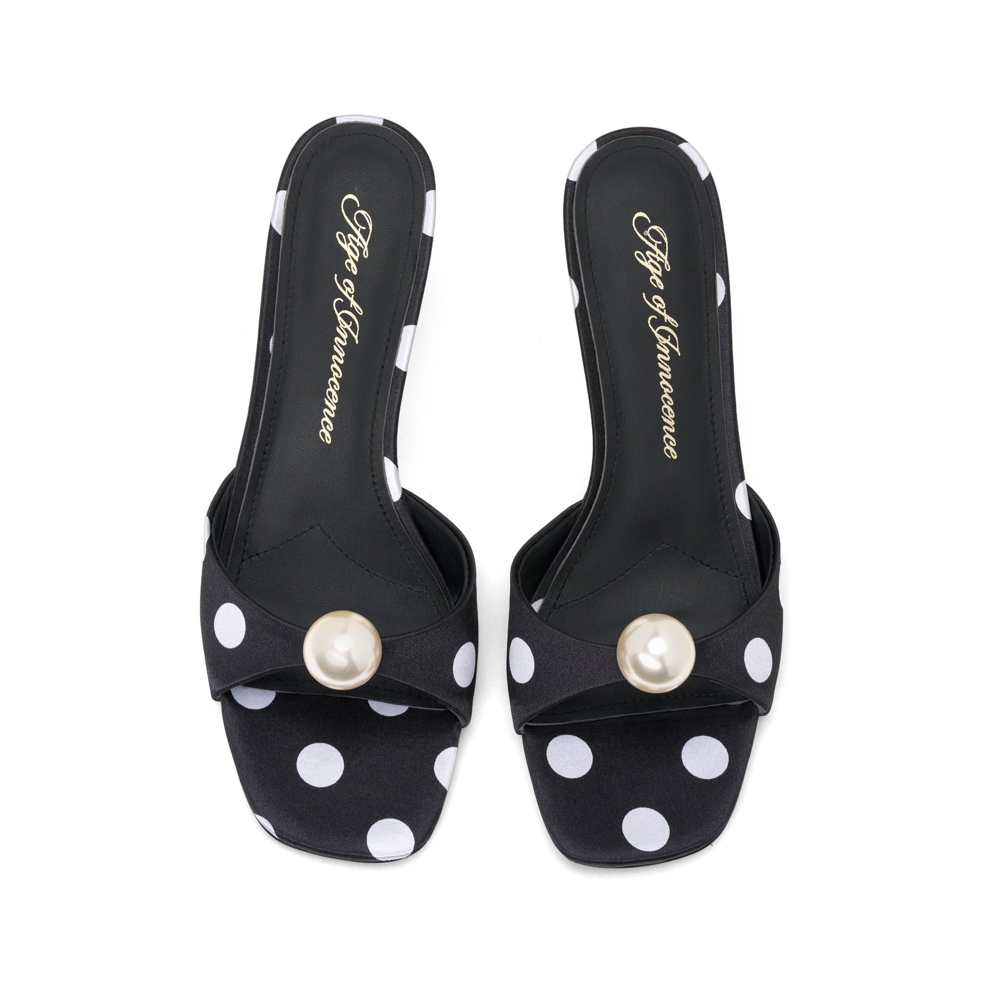 Sybil Satin Black/White Mules