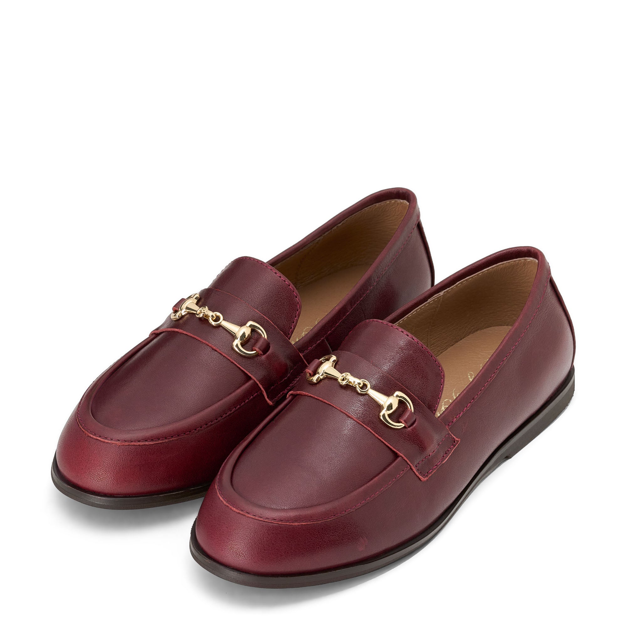 Priscilla Leather Burgundy Shoes