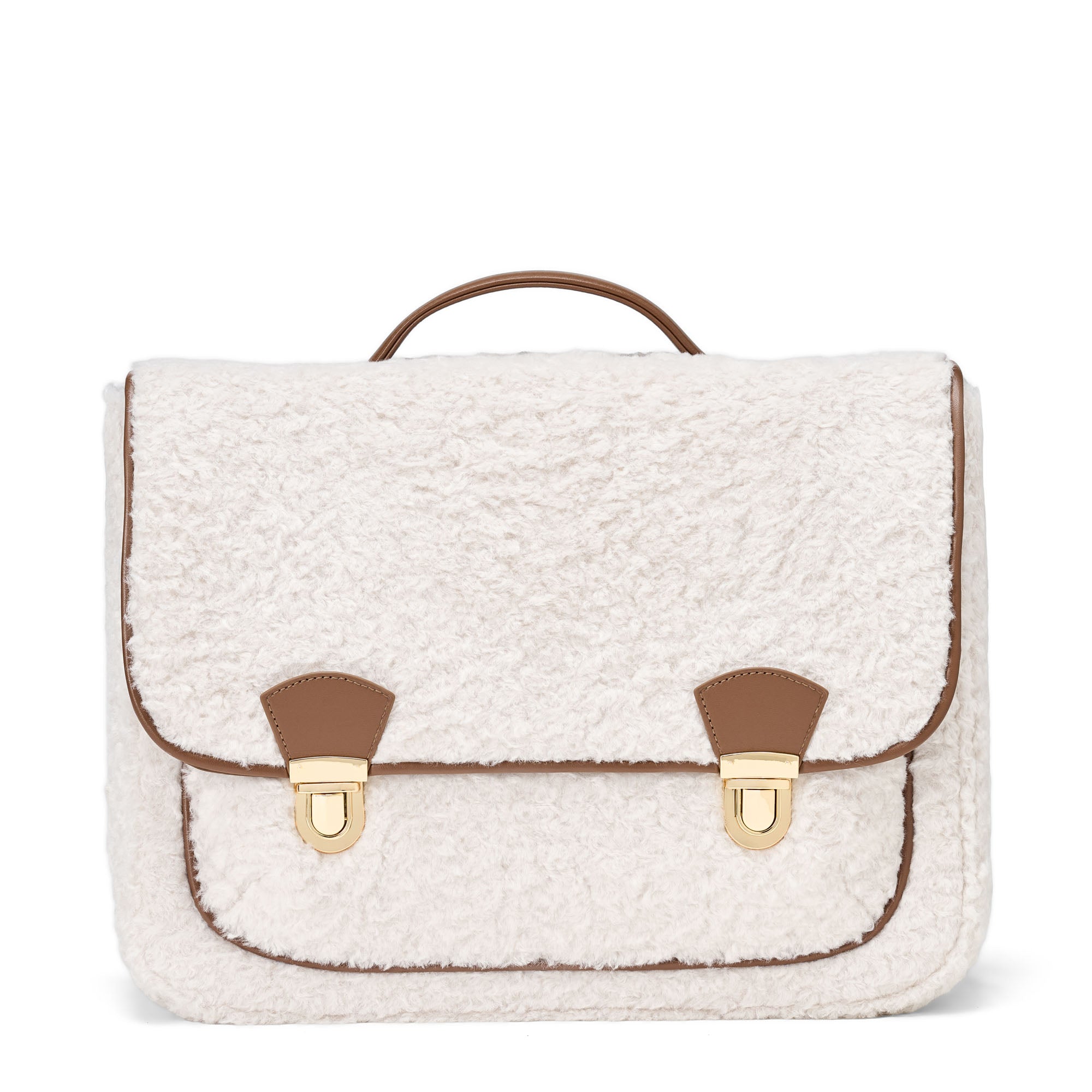 Boston Shearling White/Camel Schoolbag
