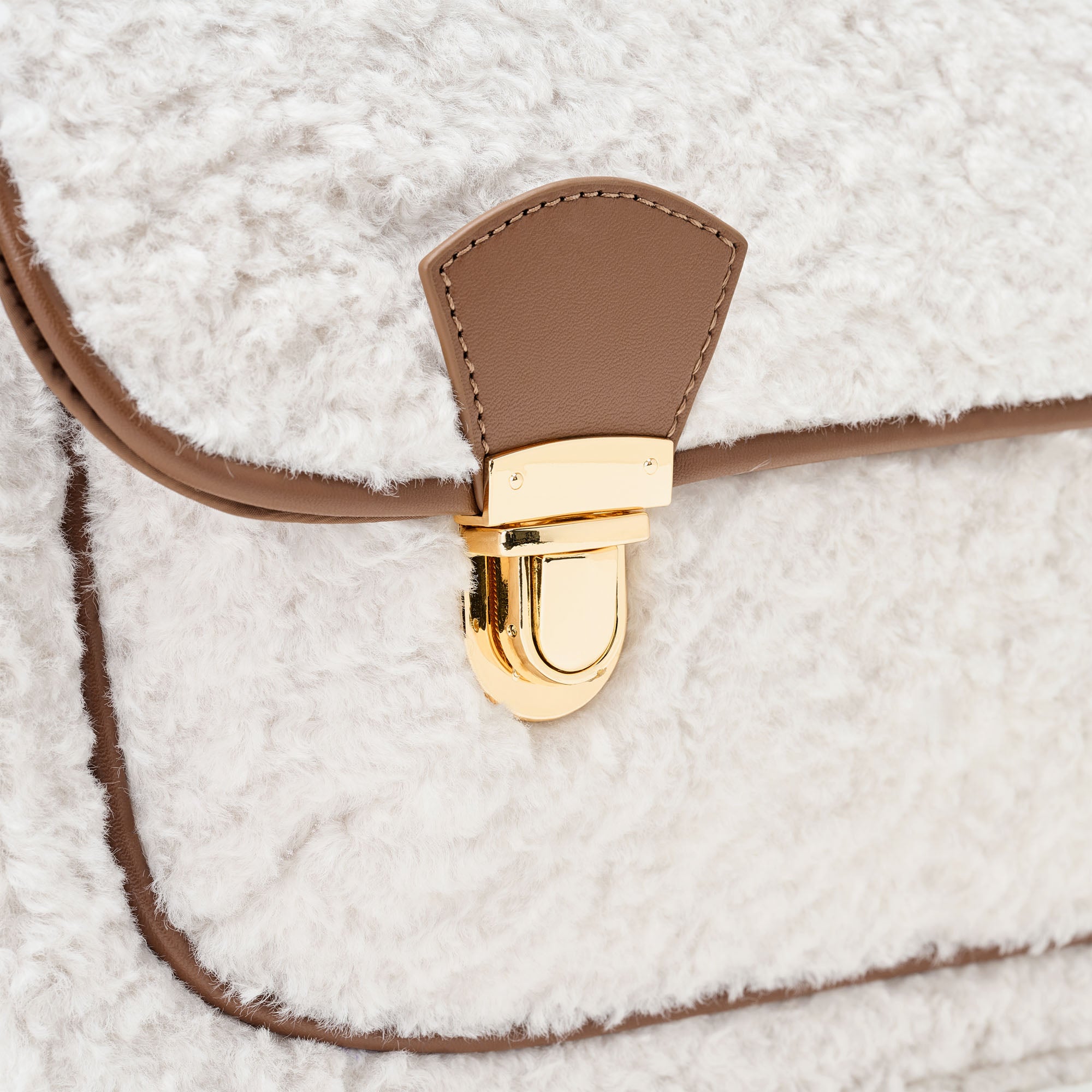 Boston Shearling White/Camel Schoolbag