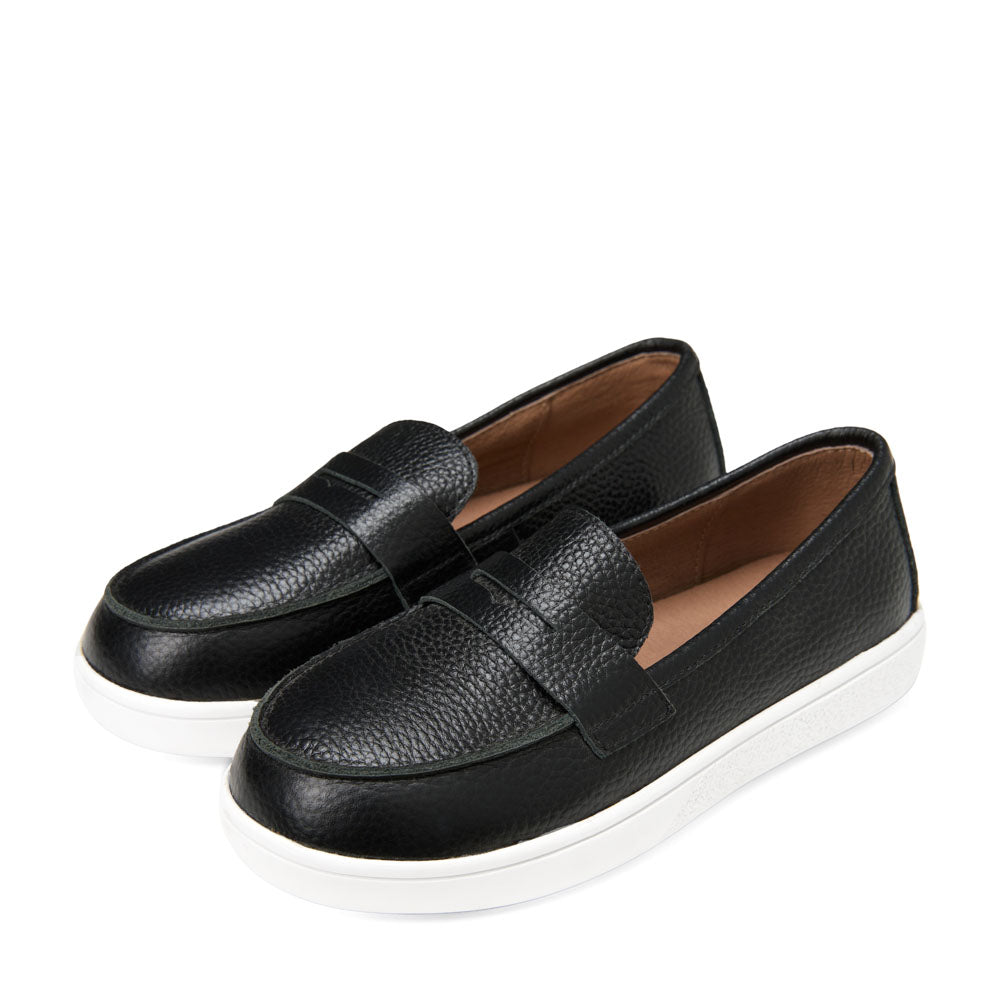 Kirk Leather Black Slip-on Sneakers