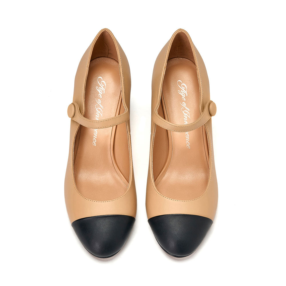 Gemma 2.0 Beige/Black Shoes by Age of Innocence