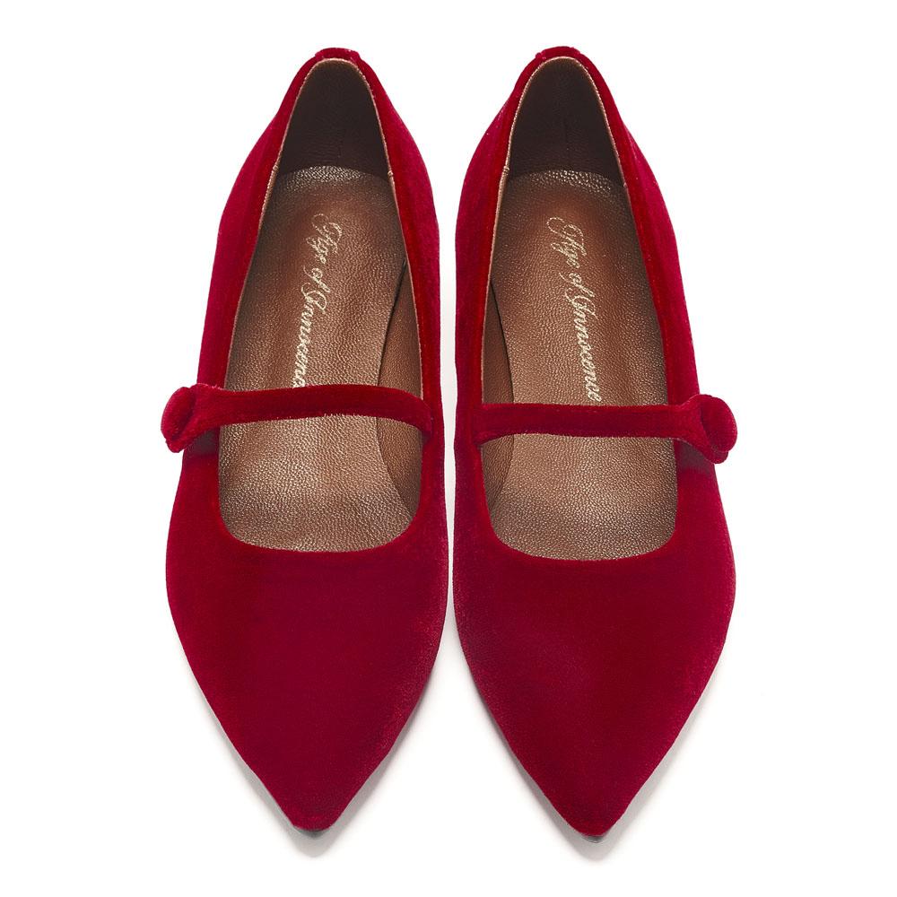 Thea Velvet Red Shoes by Age of Innocence