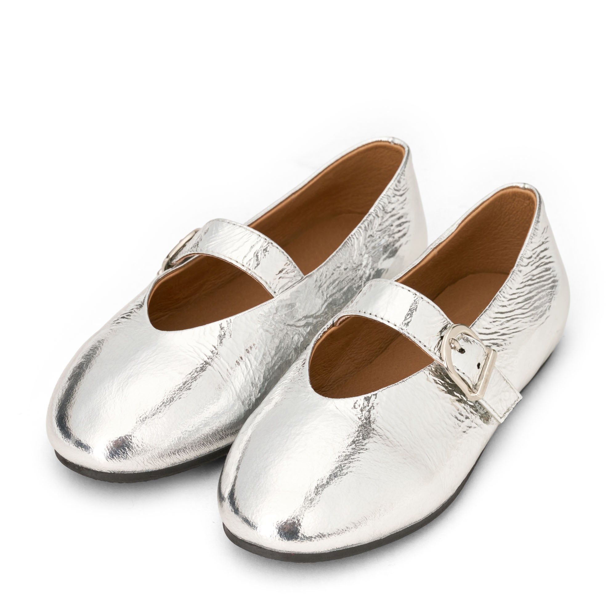 Sydney Leather Silver Flats
