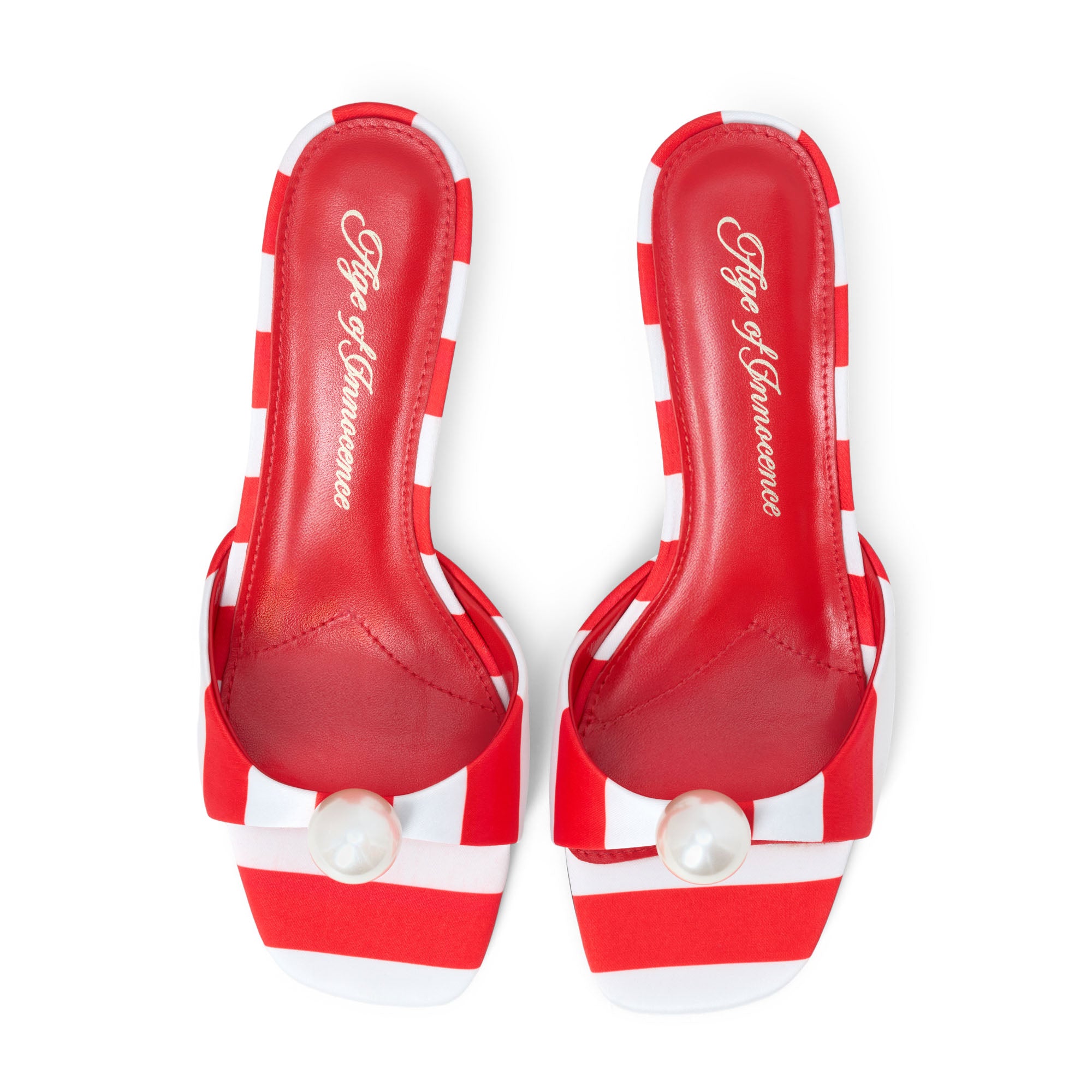 Sybil Satin Red/White Mules