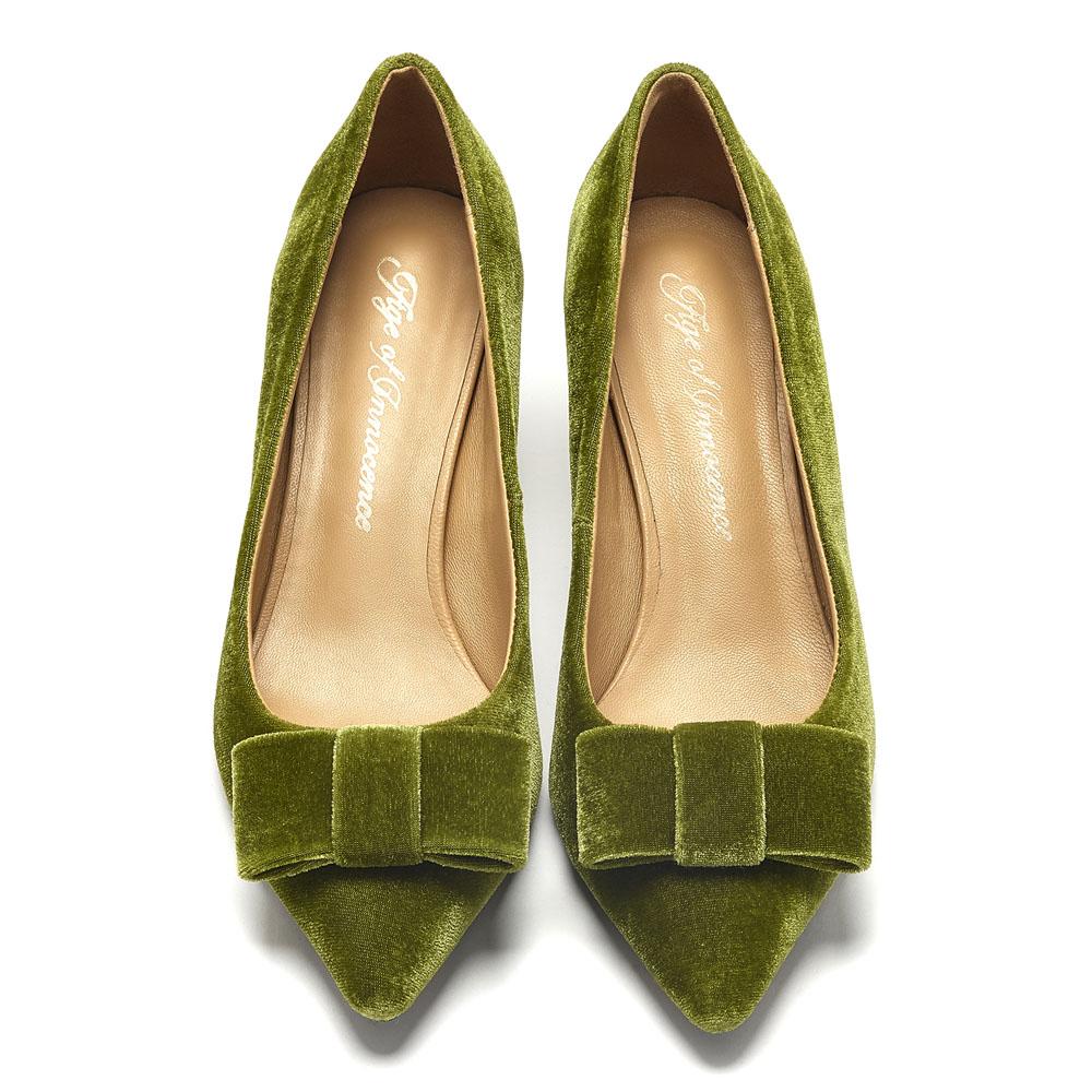 Jacqueline Velvet Green Shoes by Age of Innocence