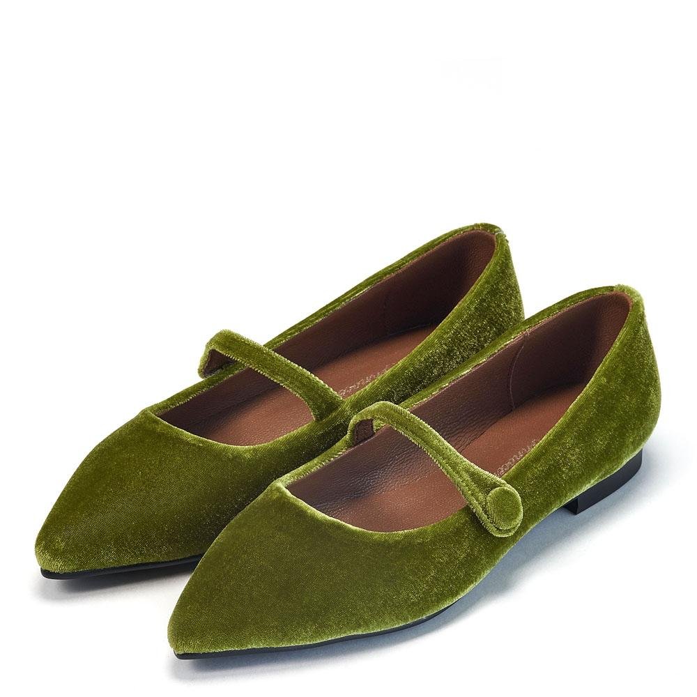 Thea Velvet Green Shoes by Age of Innocence